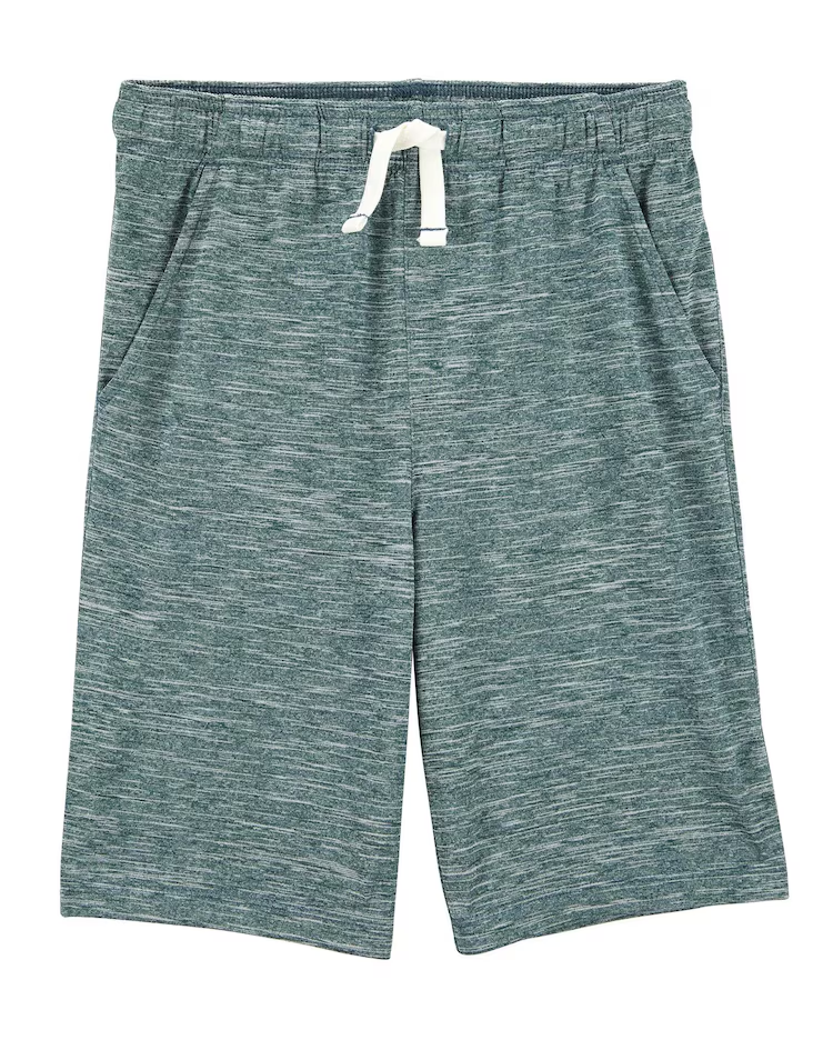 Bermuda de moletom infantil com fios mesclados verde |