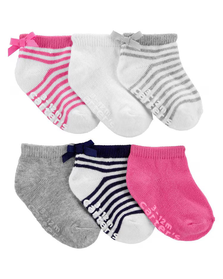 Kit meia infantil 6 pares lacinho rosa |