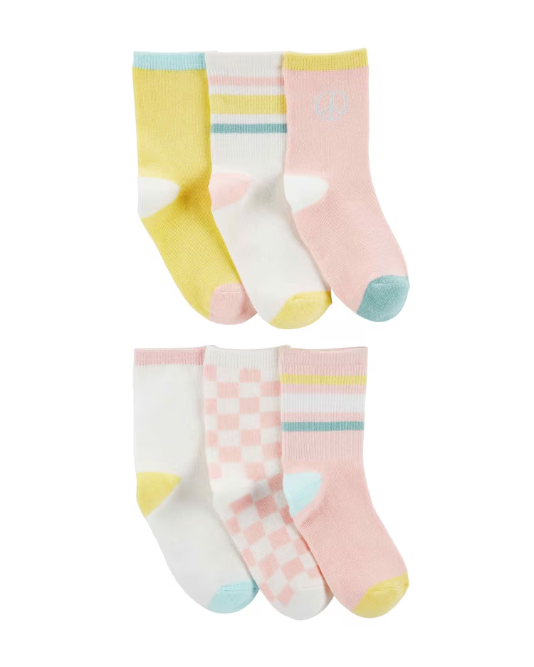 Kit meia infantil 6 pares listrinhas e xadrez multicor |